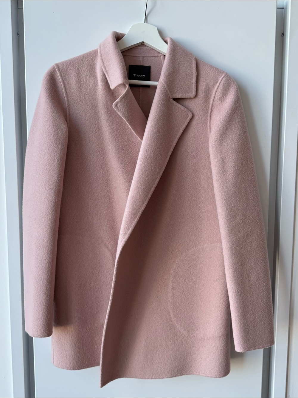 Theory Pink Wool-Blend Pea Coat